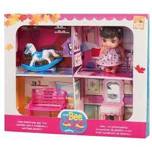 MALETA COM 4 AMBIENTES E BONECA BEE HUGS INFANTIL