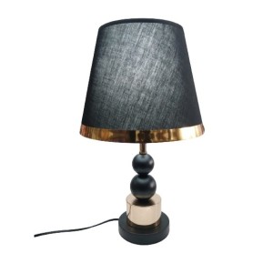 ABAJUR LUMINÁRIA COM CÚPULA BASE METALIZADA DETALHE DOURADO FWB