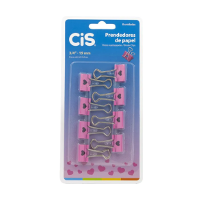 Prendedor de Papel Rosa com Coração 19mm - Cis